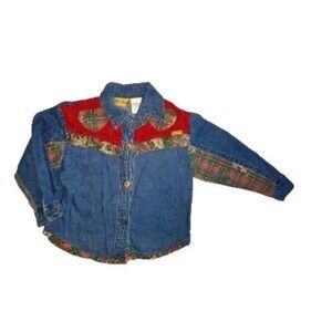 5/$25 Sz 4 Girls Vintage Denim Jacket Shirt Corduroy Floral Button Up Western